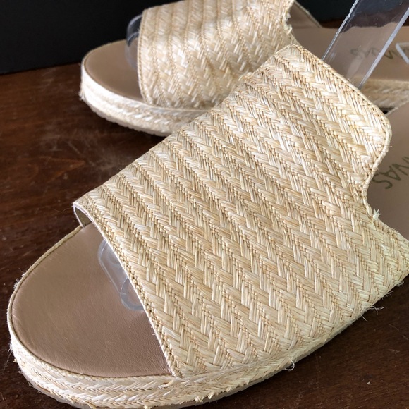 KAANAS womens 9 Martinique Slide SANDALS Raffia Natural Made by Hand - Picture 2 of 8